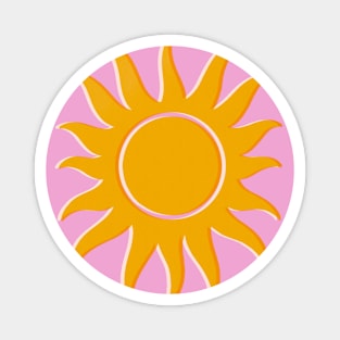 Retro Sun Yellow Pink 70s Boho Beach Magnet